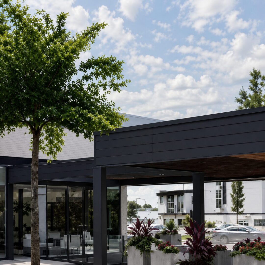 Contemporary architecture with large windows