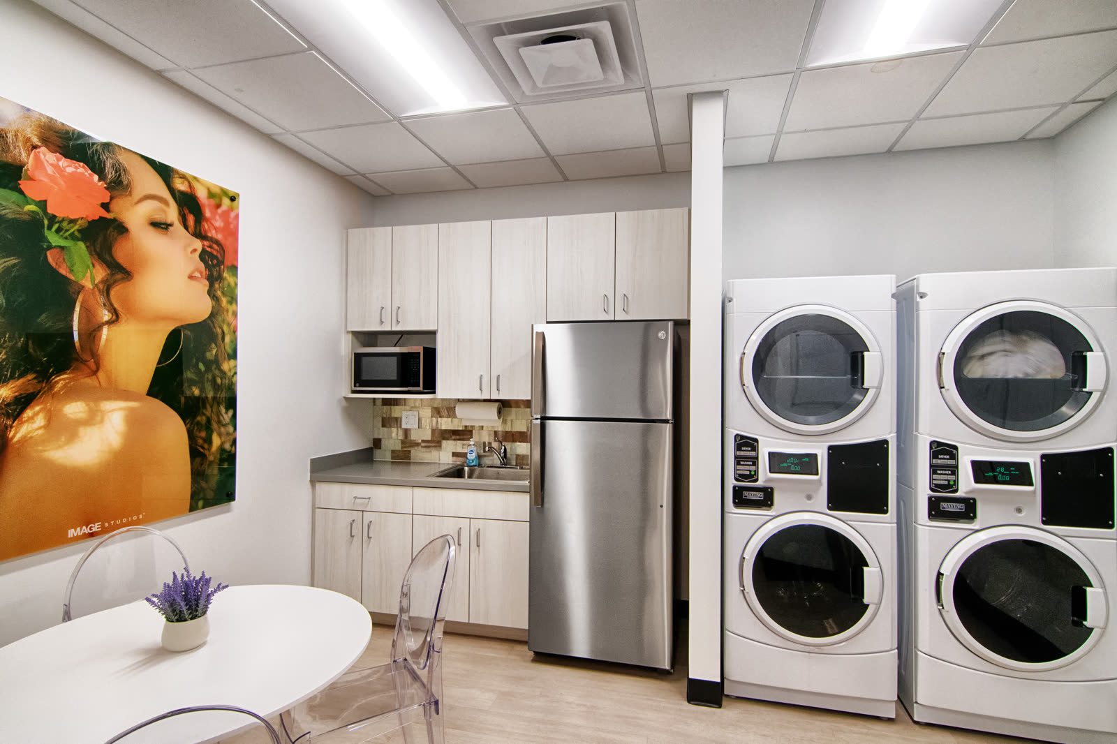 Laundry room with modern appliances