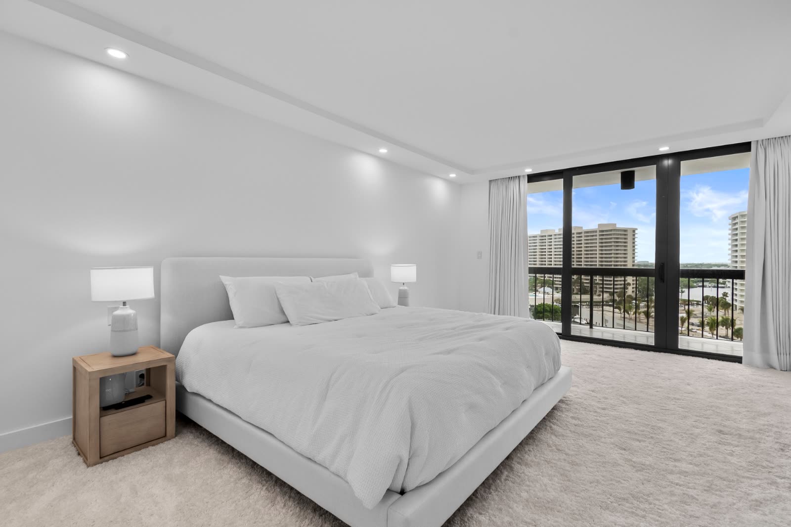 Minimalist bedroom with large window